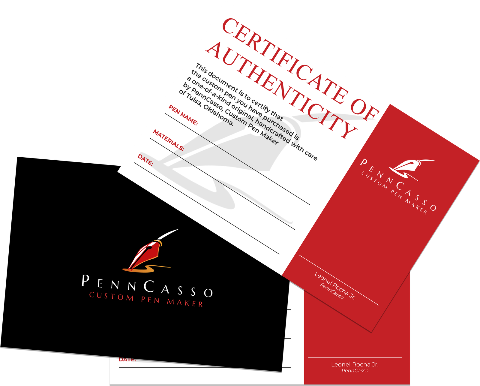 PennCasso Custom Pen Certificate: Authenticity Guarantee (Color) | Driller Design Co. | Oklahoma's Full-Service Marketing Agency